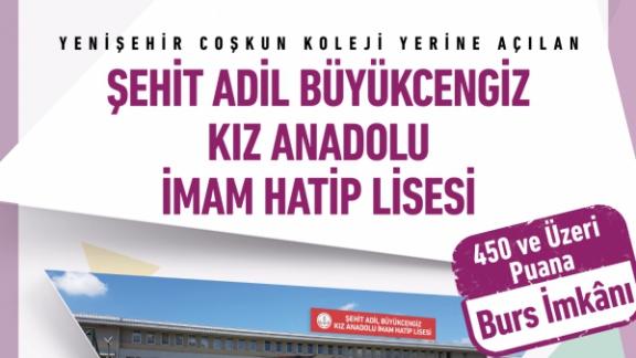 Şehit Adil Büyükcengiz Fen ve Sosyal Bilimler Anadolu İmam Hatip Lisesi 22 Ağustos Pazartesi´den itibaren tercihlere açılıyor.