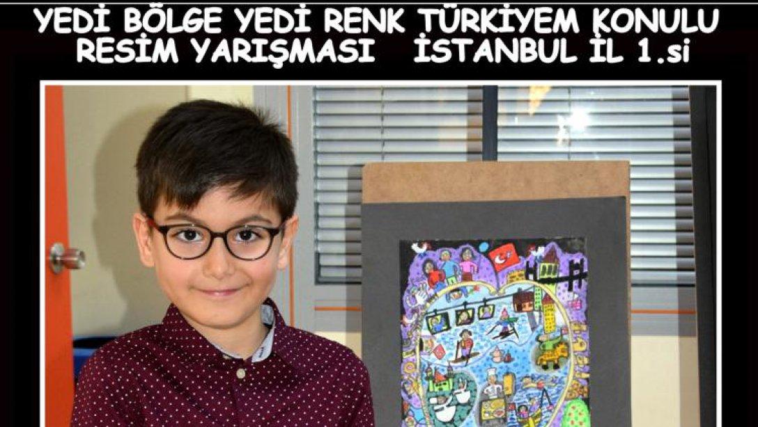 Öğrencimiz Mustafa Emin Erdoğan Yedi Bölge Yedi Renk Türkiyem Konulu Resim Yarışmasında İstanbul Birincisi